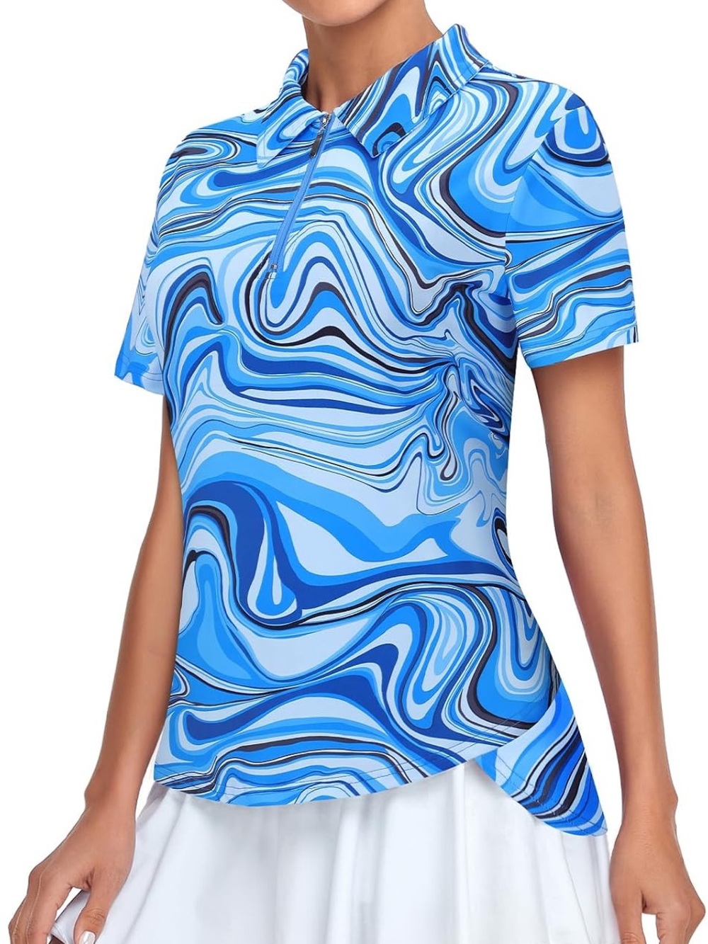 Amazon Blue Marble Short Sleeve Polo Top NWOT medium women’s
